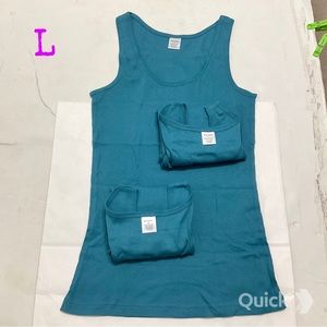 New 3 pcs Knit-Knit Green Cotton Camisoles